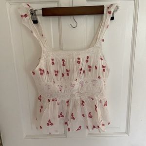 FREE PEOPLE linen embroidered top
